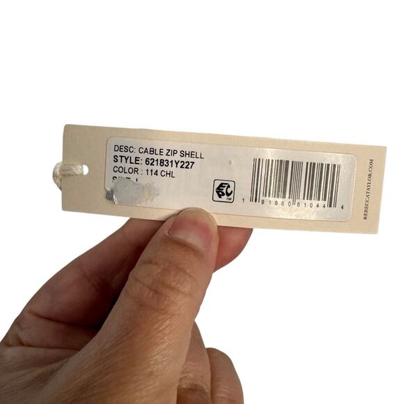 Rebecca Taylor Cable Zip Shell White Short Sleeve Sweater NWT - Picture 6 of 11